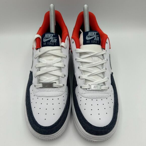 Nike Air Force 1 Low GS USA Denim White Blue Red - Picture 2 of 8